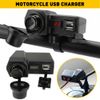 Motorcycle Handlebar Dual USB Charger Cigarette Phone Lighter Socket Waterproof