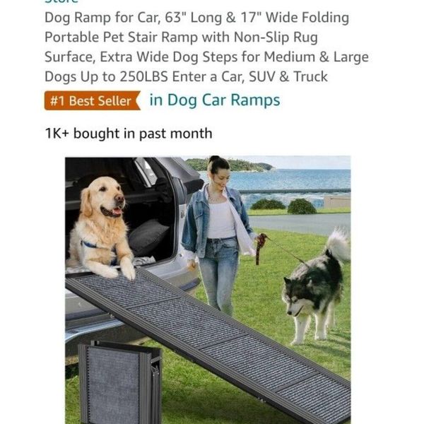 Dog Ramp for Car, 63" Long & 17" Wide Folding Portable Pet Stair Ramp