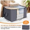 6 Pack Clothes Storage, Foldable Thick Fabric Blanket Storage Bags, Grey