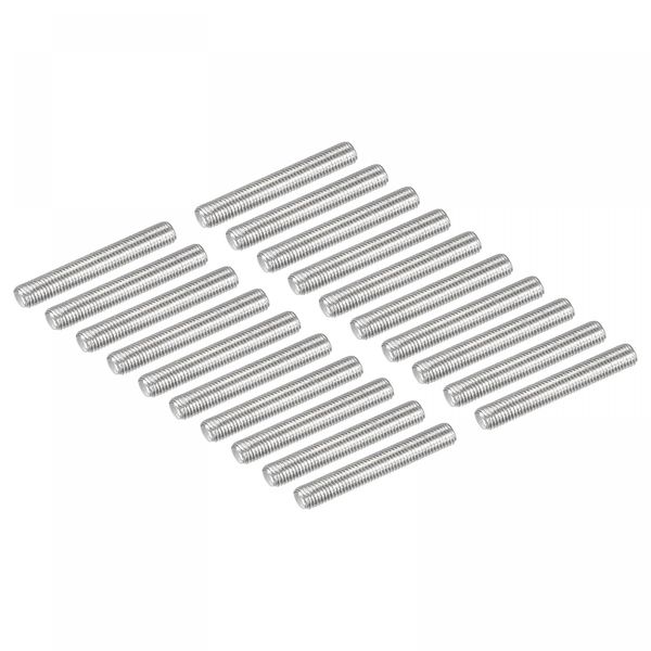 sourcing map 20 Pack M3 x 20mm Fully Threaded Rod 304 Stainless Steel Right Hand Threads Rod Bar Studs Clamps and U-Bolts