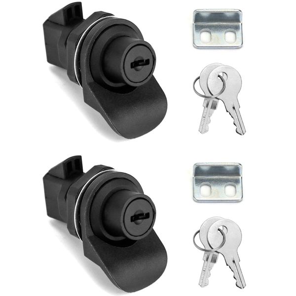 QWORK Push Button Latch, 2 Pack Plastic Push-to-Close Latches for Boat/Motorcycle Glove Box Locks