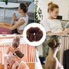 2 Pcs Bun Makers for Hair, Brown Sponge Donut Ring Styler Bun Makers, Easy Bun Makers Tool with Snaps and Hair band, DIY Bun Styling, 2 Sizes, with 20 Pcs U-Clips.