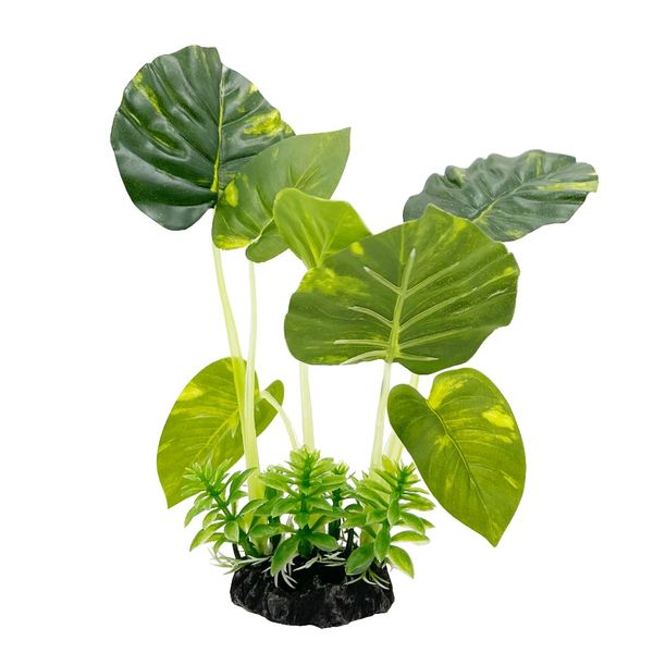 Smoothedo-Pets Aquarium Plants Fish Tank Decorations 5inch Plastic Artificial Plant Goldfish Waterscape Betta Fish Hides/Rest (Rainforest Leaf)