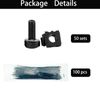 Server Rack Mounting Screws and Cage Nuts, M6 for Server Racks, Cabinets, Rack Mount Screws and Square Insert Nuts W/Self-Locking Cable Ties (50)