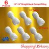 6 Pcs 1/4"-1/4" Quick Connect Straight Fitting Push In Water Filters RO System