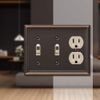 Amerelle 149TTDDB Chelsea Wallplate, 2 Toggle/1 Duplex, Aged Bronze
