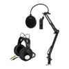 AudioTechnica ATR2500X-USB Microphone with Pop Filter Boom Arm and Headphones