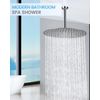 16 Inch Large Ceiling Rainfall Shower Head Brushed Nickel - All Metal Stainless 