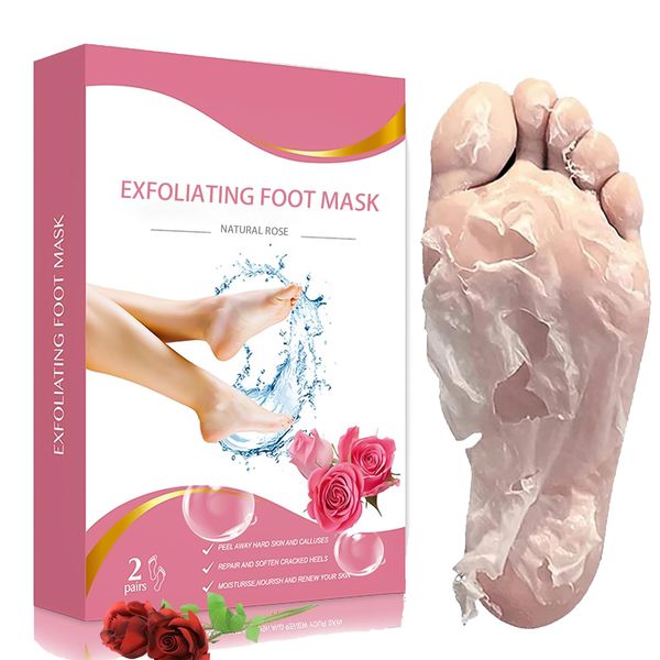 Rose Foot Mask, 3Pcs Foot Peel Mask, Foot Peel Mask For Hard Skin, Exfoliating Feet Peeling Socks, Foot Care Moisturising Socks, Feet Hard Skin Remover, Foot Spa Fits for Women and Men