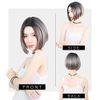 TefuRe ST-9015BLK-GRY Wanren Wig, Full Wig, Short, Straight, Bob, Heat Resistant, Natural, Center Dividing, Wig Net Included, Gradient Model, One Ren Straight, Short, Black x Gray