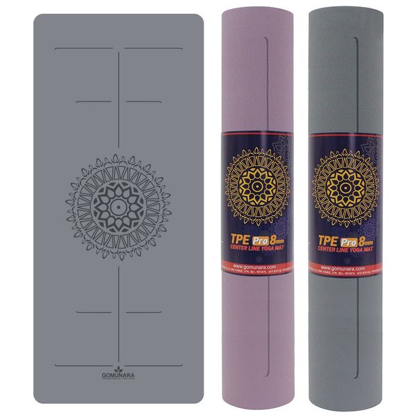 Gomunara TPE 8mm Yoga Mat Centerline PRO+, TPE/8mm/Centerline PRO+/Lilac Purple/