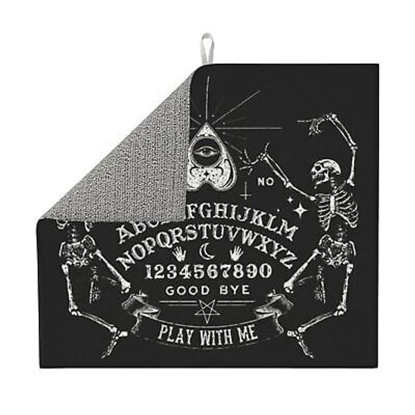 Vintage Skeleton Magic Ouija Black Pattern Dish Drying Mat for Kitchen Counte...