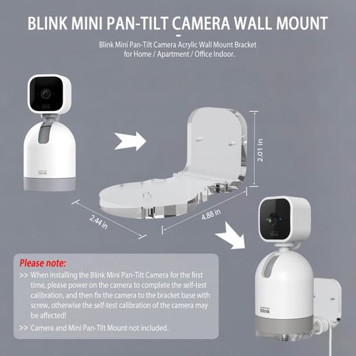 PUUUCI Wall Mount for Blink Mini Pan-Tilt Camera - Blink Mini Pan-Tilt Camera Transparent Acrylic Wall Mount Bracket/Holder for Home/Apartment/Office Indoor (2-Pack)