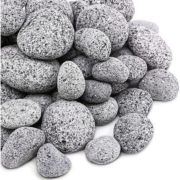 Grey Tumbled Lava Rock Pebbles for Fit Pit,Fireplace,Landscaping, Potted Plants