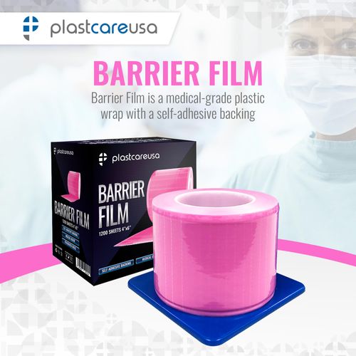 Pink Barrier Film Roll 4"x6" - Protective Dental Barrier Film for Dental, Medical, Tattoo - Perforated Adhesive Barrier Tape Sheets (1 Box of 1200 Sheets) by PlastCare USA