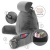 Large Foam Reading & TV Bed Rest Pillow +2 Neck & Lumbar Pillows, W/Pocket -Gray