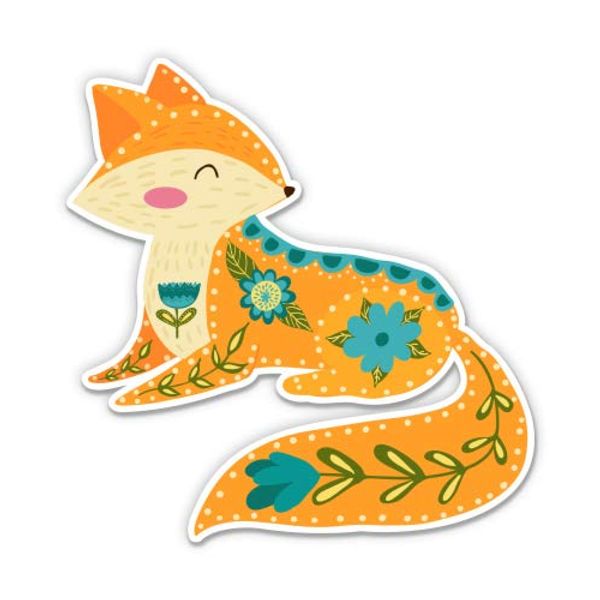 Cute Fox Sitting - 12" Vinyl Sticker Waterproof Decal