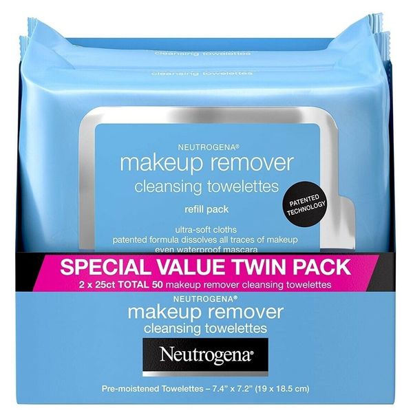 Neutrogena Makeup Remover Cleansing Towelettes Twin Pack Daily Cleansing Face ×2