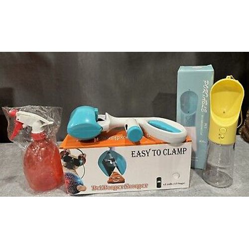 Pet Water Bottle Cup 400 Ml  Bundle W/ Pet Pooper Scooper W/ Free Spray Bottle