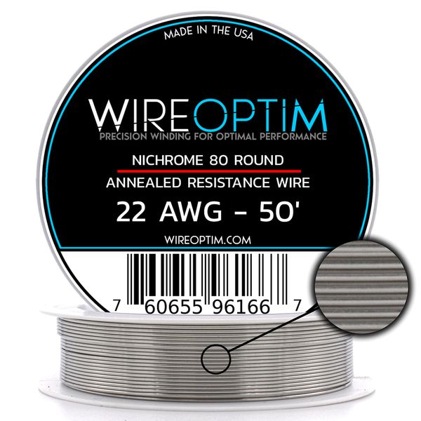 WIREOPTIM - 22 AWG - Nichrome 80 Resistance Wire - 50 Feet