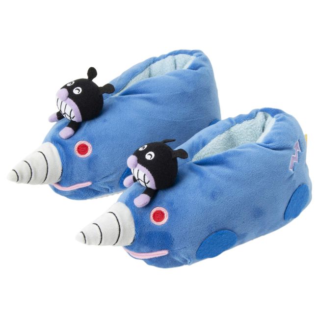 Nippon 240101 Slippers, Children's Boots, Anpanman Buikinman Moglin, 5.5 - 6.3 inches (14 - 16 cm), Blue, Plush, Kids, Indoor Room Shoes, Toilet Slippers, Toiletries, Slippers, Shoes