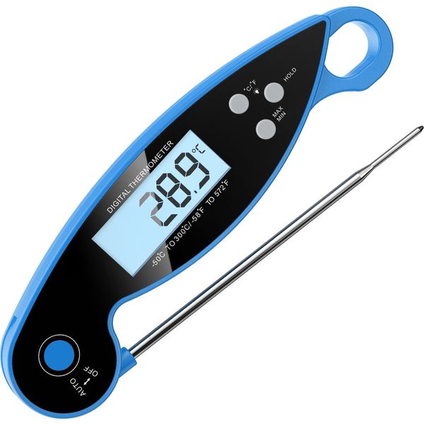 CGZZ Digital Meat Thermometer, Instant Read Cooking Thermometer with Backlight & Ambidextrous Display, IPX6 Waterproof Kitchen Thermometer for Candy Turkey BBQ Milk Water