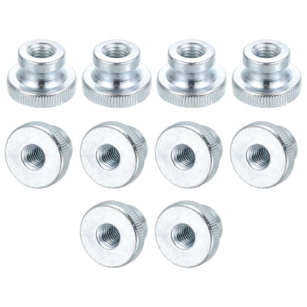 sourcing map Knurled Thumb Nuts, 15Pcs M8x1.25mm Iron Round Knobs Fasteners for 3D Printer Part, Silver Tone
