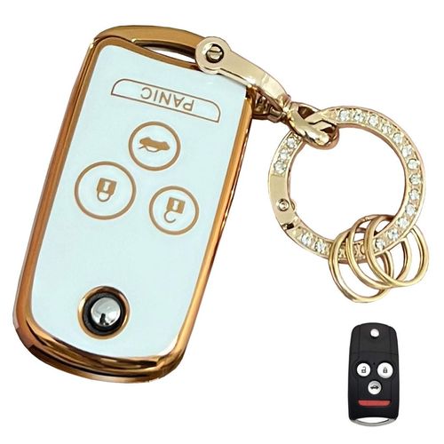 Rilnaewn Keyless Entry Systems for Acura Key Fob Cover Fit for Honda Accord Acura MDX RDX TL TSX ZDX (White)