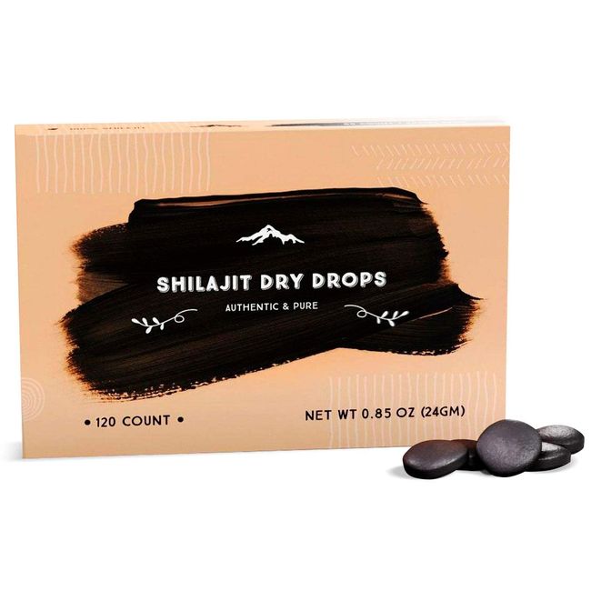 Shilajit Dry Drops - 120 Counts, Rich in Naturall Fulvic Acid, Original Siberian Shilajit, 100% Pure, Trace Minerals Complex