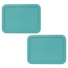 Pyrex Bundle - 2 Items: 7210-PC 3-Cup Turquoise Rectangle Plastic Food Storage Lids - Original Genuine Pyrex Lids - 2 Pack - Made in the USA