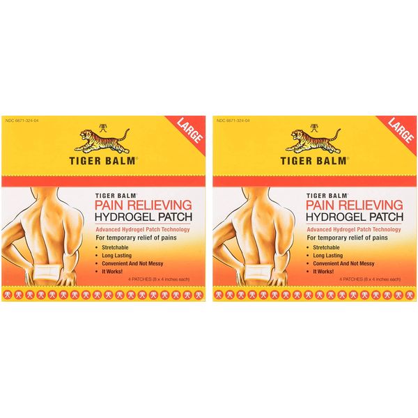 Tiger Balm Pain Relieving Patch, Large 4 Each, 4 Count, Pack of 2