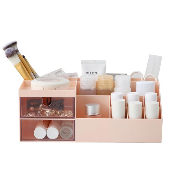 Subsky Makeup Organiser with Drawers, Make Up Storage Cosmetic Dressing Table Organiser Makeup Box with Drawerds for Dresser,Bedroom, Bathroom