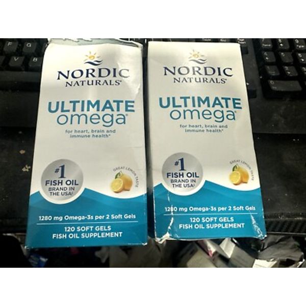 2x Nordic Naturals Ultimate Omega Lemon 1280mg Softgels - 120 Count Exp: 09/27+