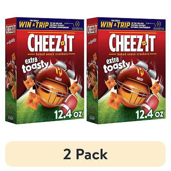 (2 pack) Cheez-It Extra Toasty Cheese Crackers, Baked Snack Crackers, 12.4 oz