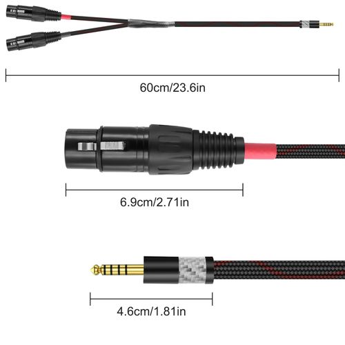 XMSJSIY 4.4mm to Dual XLR 3 Pin Balance Female Headphone Audio Splitter Adapter Cable HiFi for PHA2A WMLA ZX300A DAC AMP - 0.5M/1.6FT (4.4mm to 2*XLR Female)