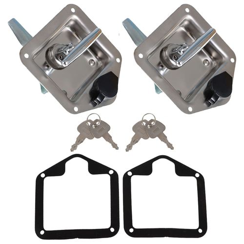 marddpair 2 Trailer Door Latch Folding T-Handle Lock with Keys Stainless Steel Polished for Trailer Door RV Camper Truck Bed Toolboxes