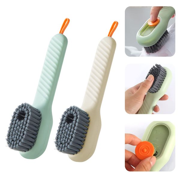 Shoe Brush Shoes Scrubbing Cleaning Brush Cleaning Boot Brush with Liquid Box Clothing Brush Cleaning Tool Multifunctional Cleaning Laundry Brush 2 Pcs。