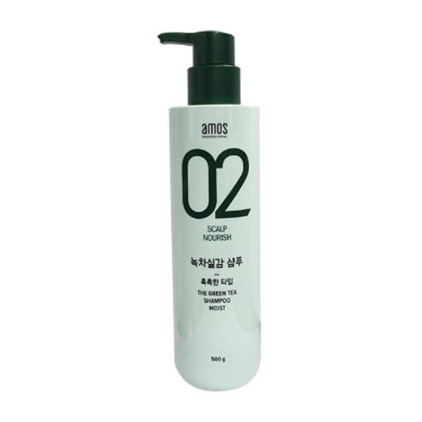 Amos Green Tea Real Hair Loss Shampoo Beauty Salon Moist Type 500ml 2ea