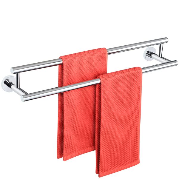 Alise Double Bath Towel Bars Towel Racks for Bathroom Lavatory,24 Inch Towel Holder SUS304 Stainless Steel Towel Hanger Towel Rail Wall Mount,Polished Chrome,GYT6902-C