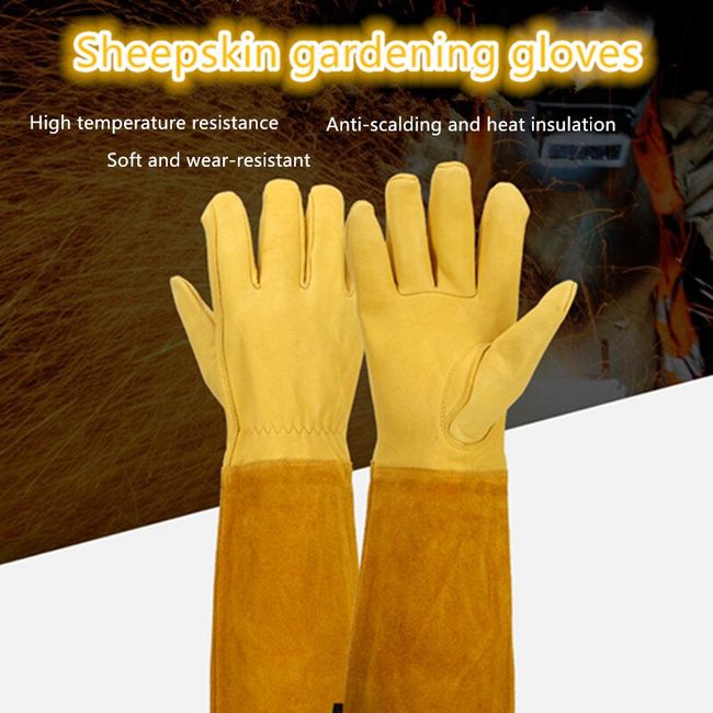 Long Garden Gardening Gloves, Cowhide Wear-resistant Beekeeping