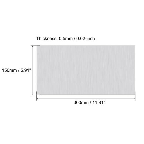 uxcell 6061 Aluminum Sheet, 300mm x 150mm Rectangle Aluminum Plate 0.5mm Thick Flat Metal Stock with Protective Film, 2Pcs