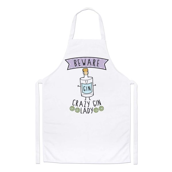 Beware Crazy Gin Lady Chefs Apron