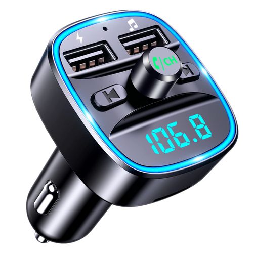 Mohard Bluetooth FM Transmitter, Car Bluetooth Adapter Car Radio, Car Charger AV Input Adapter with Hands-Free Calling, 2 USB Ports (5V/2A, 4A & 1A), Supports USB Stick & TF Card