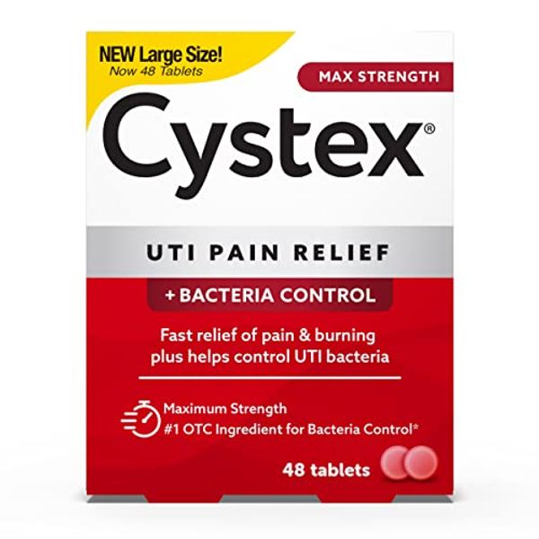 Cystex UTI Pain Relief, Maximum Strength, Relieves Pain & Urgency of Urinating, FSA HSA Eligible & Approved, 48 Count