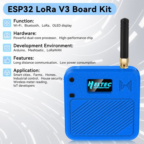 ESP32 LoRa V3 Development Board with 915MHz Antennas + 3000mAh Battery + Meshtastic Case, ESP32-S3 SX1262 Integrated WiFi Bluetooth OLED Display for Arduino LoRaWAN IOT (N32 Version, Blue)