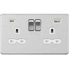 13A 2G SP Switched Socket with Dual USB A+C (5V DC 4.0A shared) - Brushed Chrome with White Insert