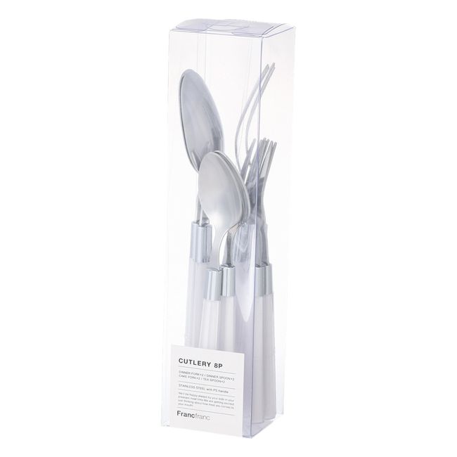 Francfranc Franc Connie Cutlery, 8-Piece Set, Layered, White