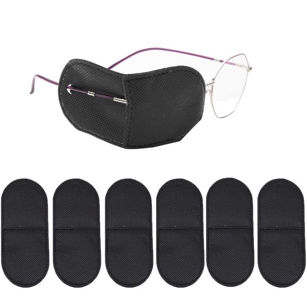 RICISUNG Eyepatch Glasses (Set of 6), Strabism, IPatch, Eyepatch, Glasses Cover, Eye Mask, Fixing to Glasses, Weak Vision Correction, Protective Eyepatch for Adults and Kids