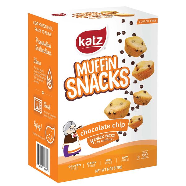 Katz Gluten Free Chocolate Chip Muffin Snacks | Dairy Free, Nut Free, Soy Free, Gluten Free | Kosher (6 Packs, 6 Ounce Each)