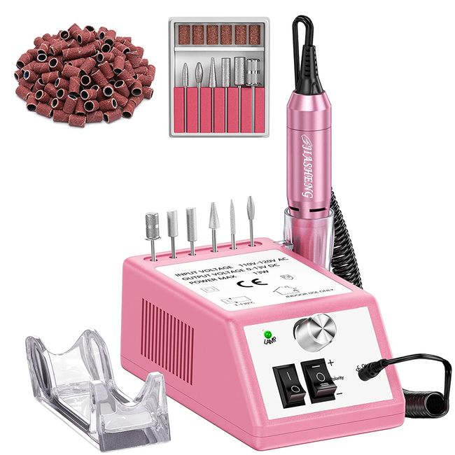 Professional Nail Drill, 20000rpm Electric Nail File, Portable Electric Manicure Drill for Acrylic Nail Gel Nails Drill Kit for Beauty Salon and Home Use(Pink)